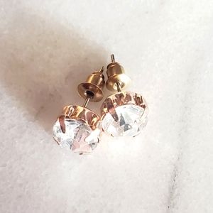 #U15 New Large Gold Tone Crystal Earrings Mens Womens